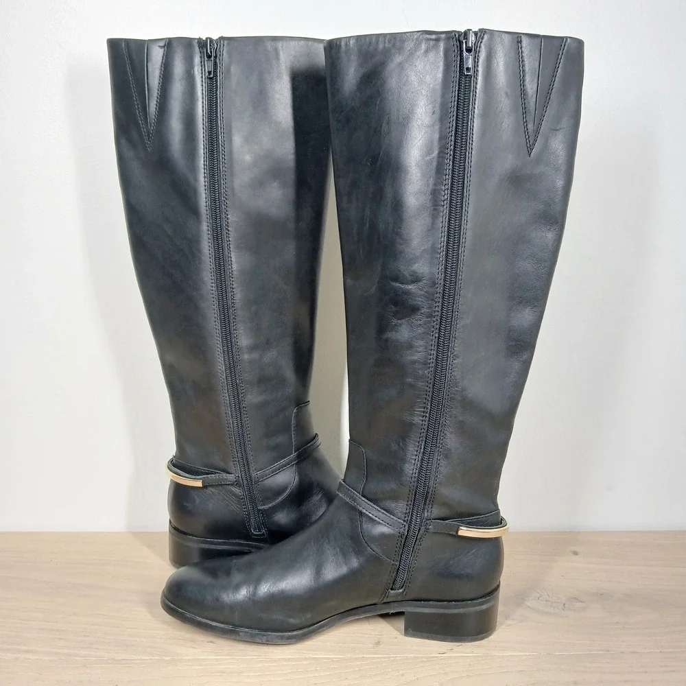 Essex Lane Boots Women 8.5 Black Leather Knee High Riding Equestrian Classic